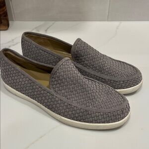 Vince Gray Woven Slip-On Loafers
